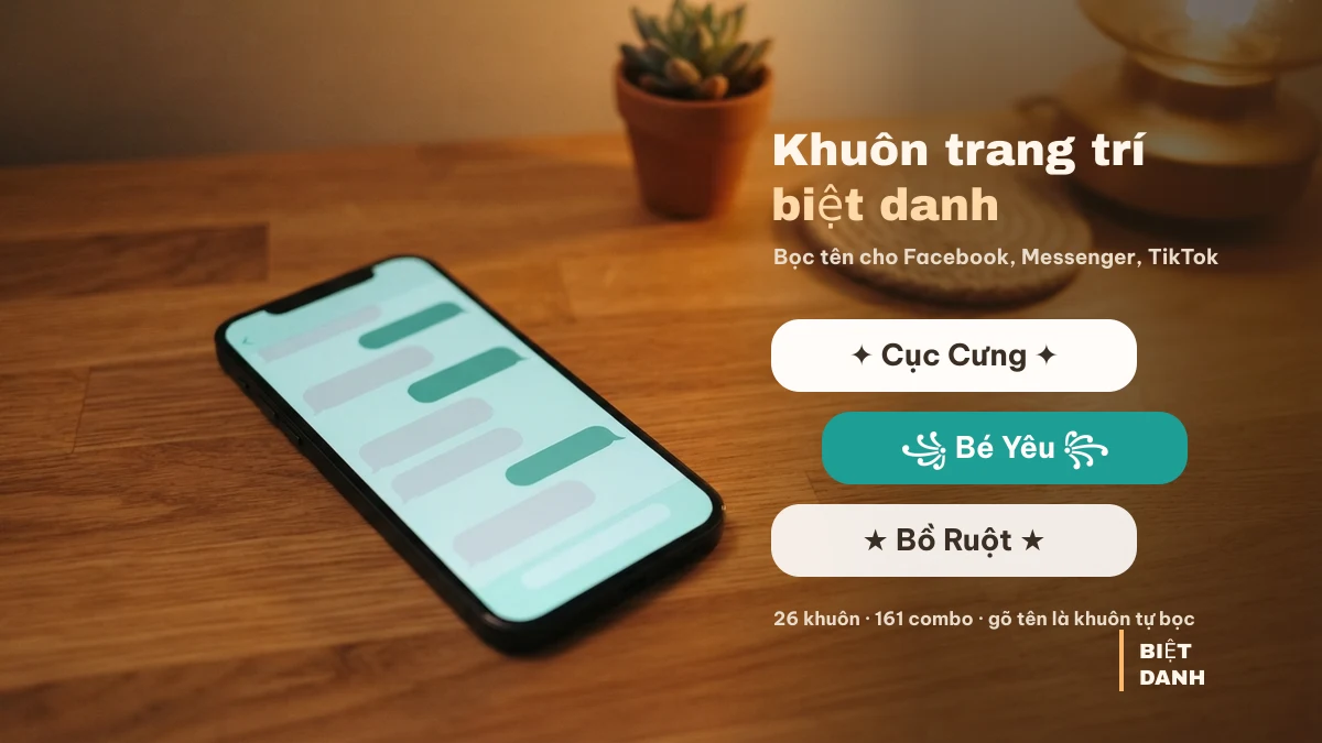 Khuôn trang trí biệt danh hiển thị trên điện thoại: Cục Cưng, Bé Yêu, Bồ Ruột trong khung trang trí