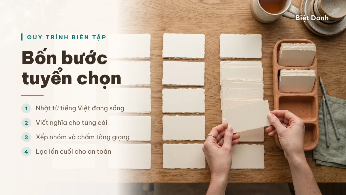 Bốn bước tuyển chọn biệt danh của đội ngũ biên tập Biệt Danh