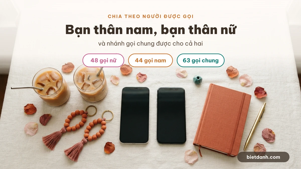Biệt danh cho bạn thân nam và nữ chia theo người được gọi