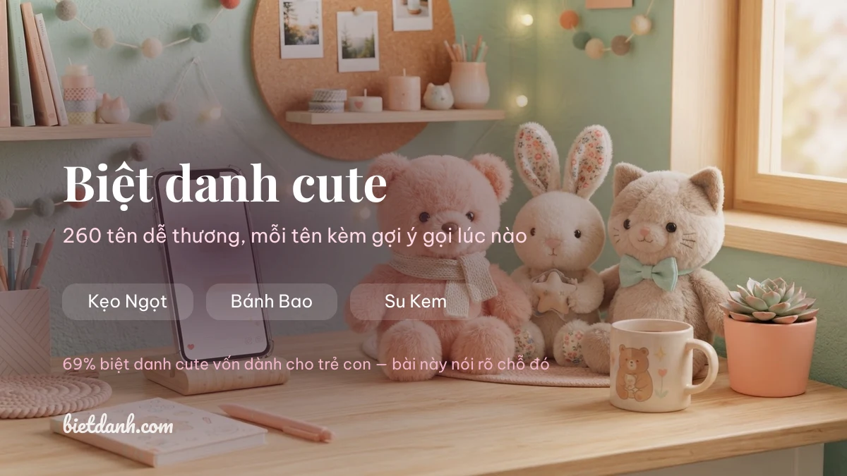 Biệt danh cute 2026: 260 tên dễ thương chạm là chép trên Biệt Danh